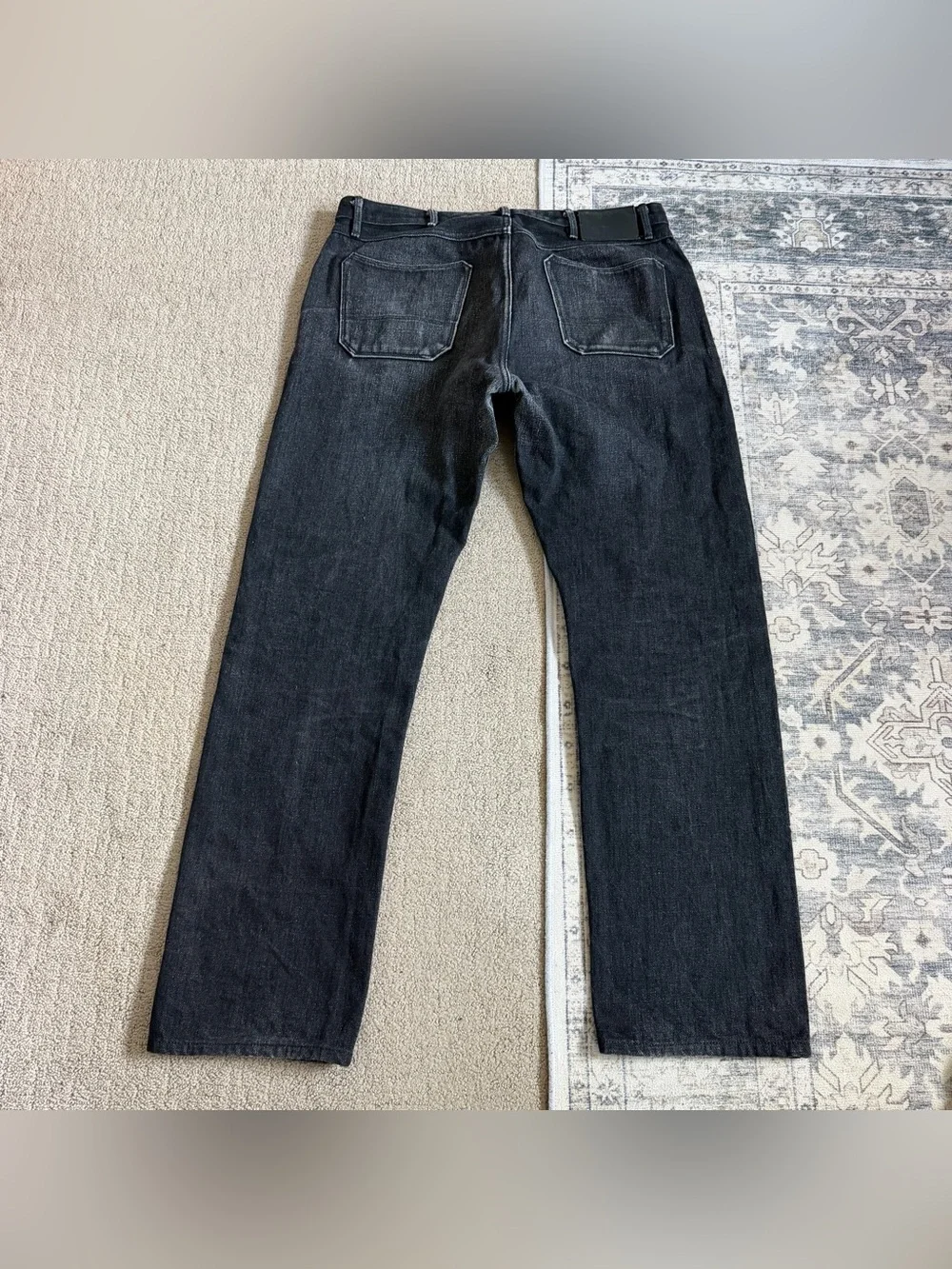 Freenote Cloth Mens Wilkes Western Cut Japanese Selvedge Denim Jeans Sz 35 Black